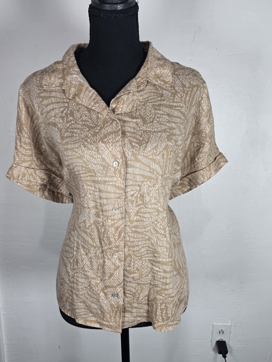 Sigrid Olsen Tops - Sigrid Olsen Beige Sandstone Print Button-Down Shirt